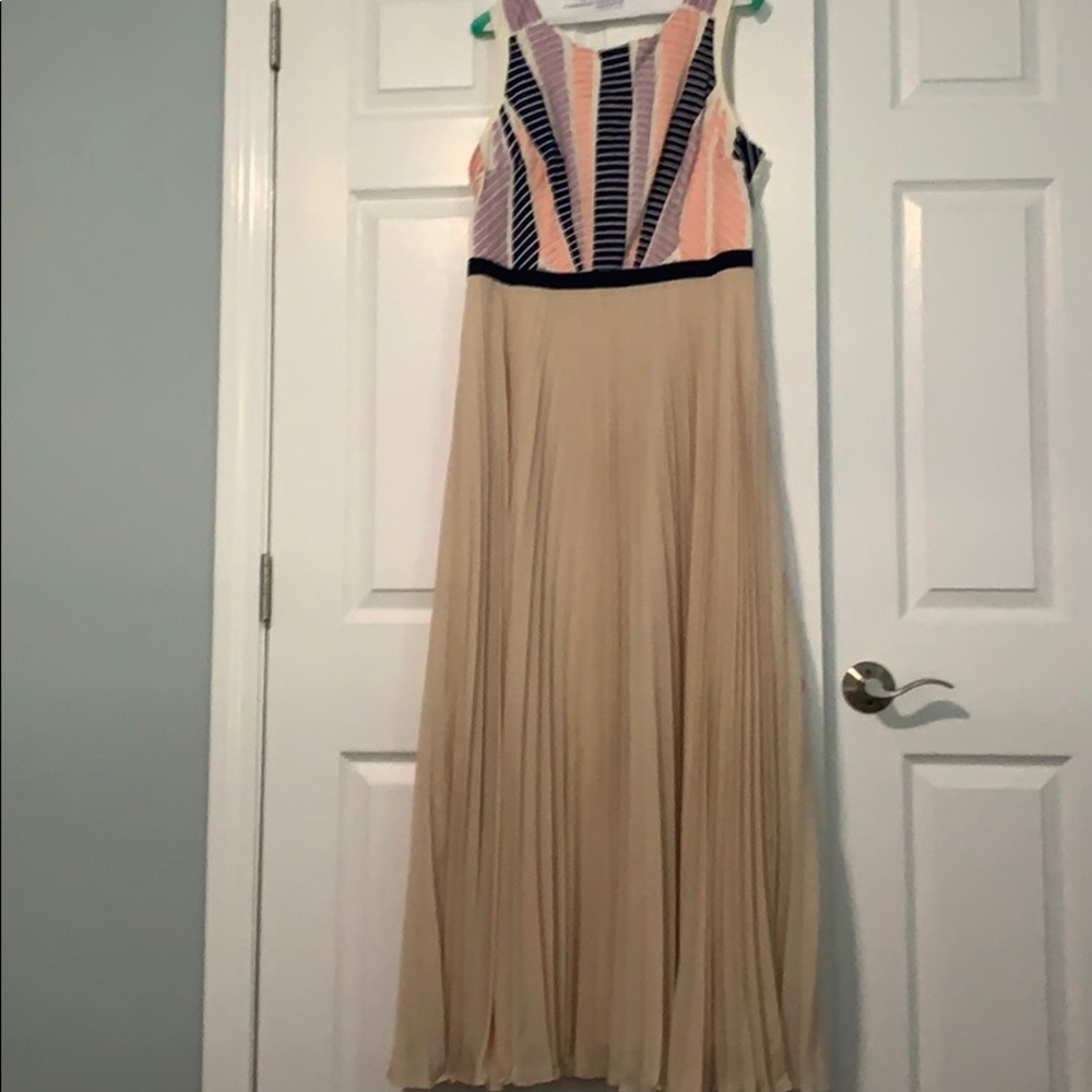Mauve Long Pleated Chiffon Skirt Dress